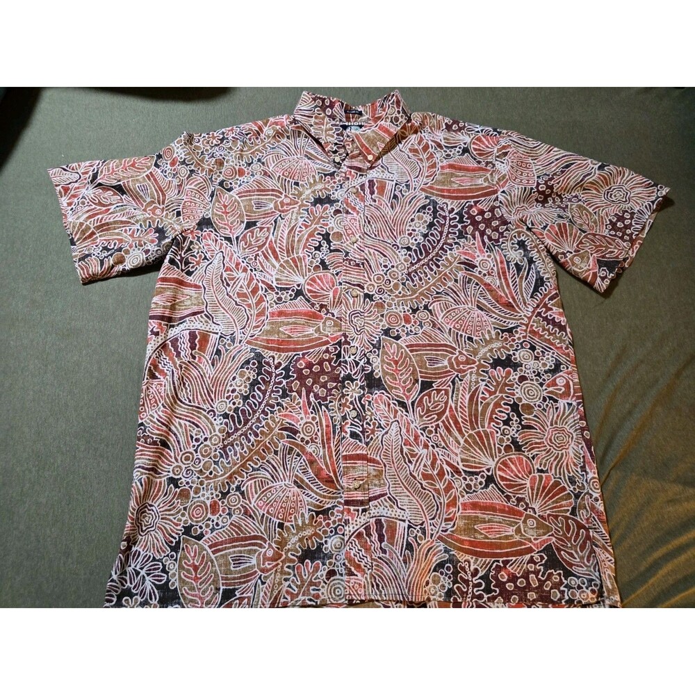Reyn Spooner 3XL Rare Tropical Batik Fish Reef Aloha Hawaiian Shirt Button Down